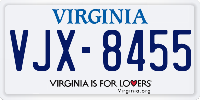 VA license plate VJX8455