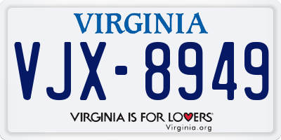 VA license plate VJX8949