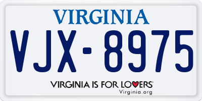 VA license plate VJX8975