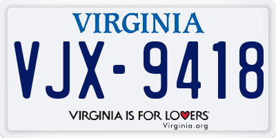 VA license plate VJX9418