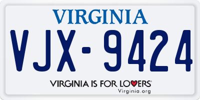 VA license plate VJX9424