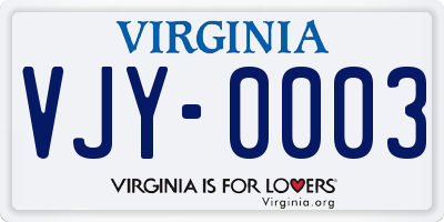 VA license plate VJY0003