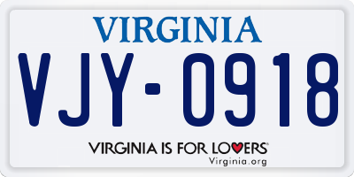 VA license plate VJY0918