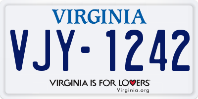 VA license plate VJY1242
