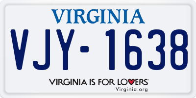VA license plate VJY1638