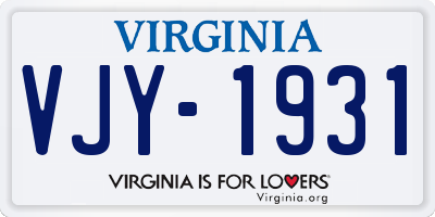 VA license plate VJY1931
