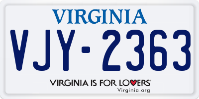 VA license plate VJY2363