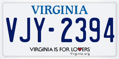 VA license plate VJY2394