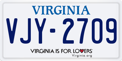 VA license plate VJY2709