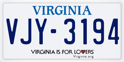 VA license plate VJY3194