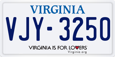 VA license plate VJY3250