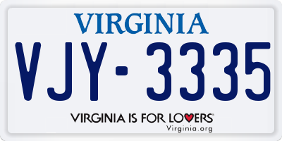 VA license plate VJY3335