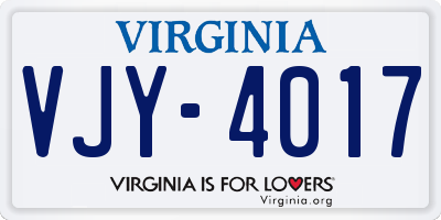 VA license plate VJY4017
