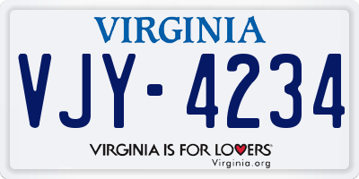 VA license plate VJY4234