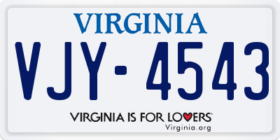 VA license plate VJY4543