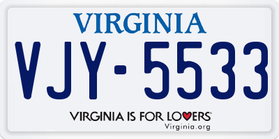 VA license plate VJY5533
