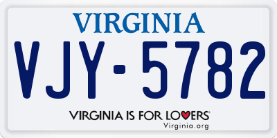 VA license plate VJY5782