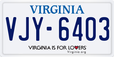 VA license plate VJY6403