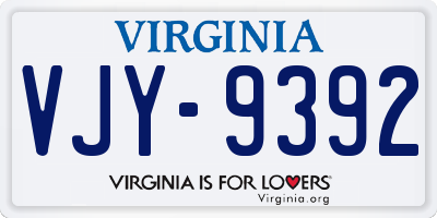 VA license plate VJY9392