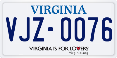 VA license plate VJZ0076