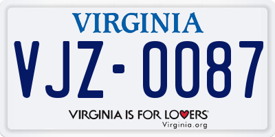 VA license plate VJZ0087