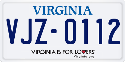 VA license plate VJZ0112