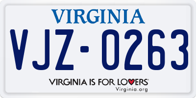 VA license plate VJZ0263