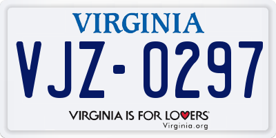 VA license plate VJZ0297