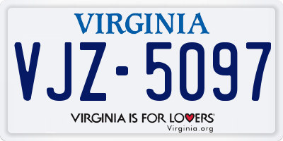 VA license plate VJZ5097