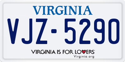 VA license plate VJZ5290