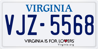 VA license plate VJZ5568