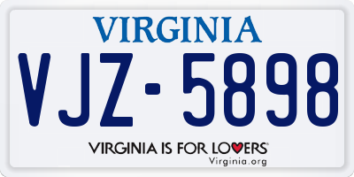 VA license plate VJZ5898