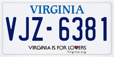 VA license plate VJZ6381