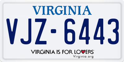 VA license plate VJZ6443