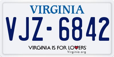 VA license plate VJZ6842