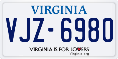 VA license plate VJZ6980