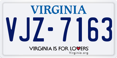 VA license plate VJZ7163