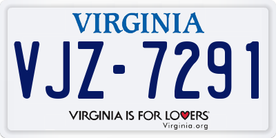 VA license plate VJZ7291