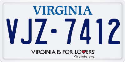 VA license plate VJZ7412