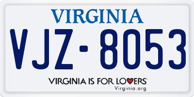 VA license plate VJZ8053