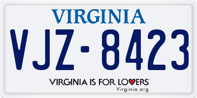 VA license plate VJZ8423