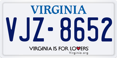 VA license plate VJZ8652