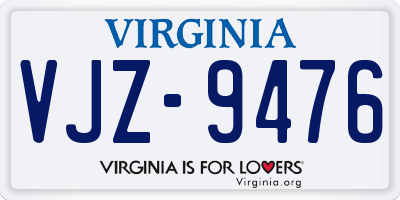 VA license plate VJZ9476