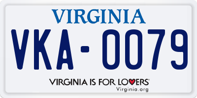 VA license plate VKA0079