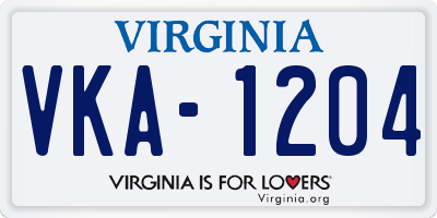 VA license plate VKA1204