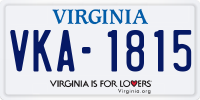 VA license plate VKA1815