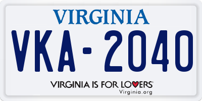 VA license plate VKA2040