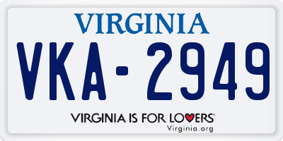 VA license plate VKA2949