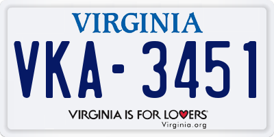 VA license plate VKA3451
