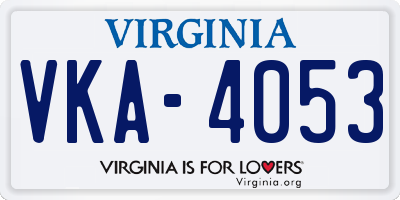 VA license plate VKA4053